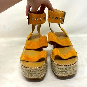 Rag & Bone Tara Espadrille Platforms In Marigold Suede